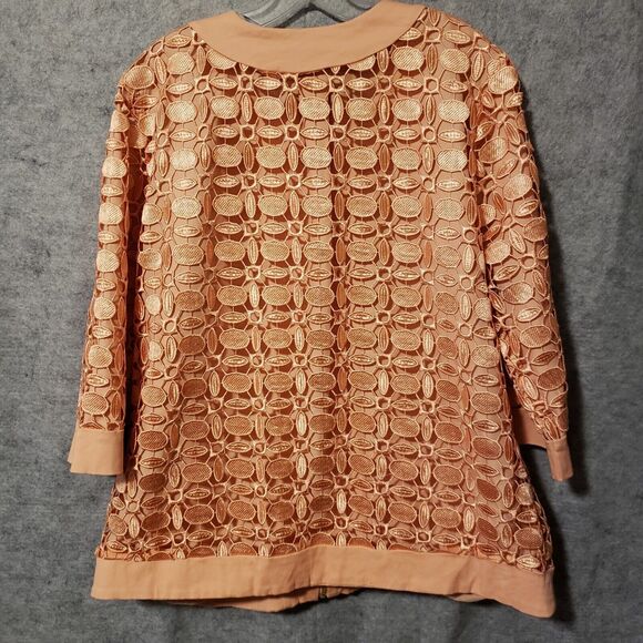 Jessica London Lace Jacket 20W  Pale Peach Lightweight, Lined,  Zip front Dressy - Picture 2 of 13